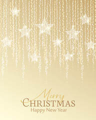 Wall Mural - Vector illustration abstract Christmas golden background with stars. Gold Holiday New year