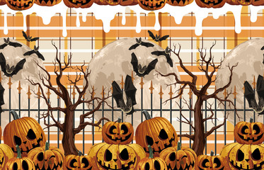 Wall Mural - Halloween seamless pattern. Digital design elements for Halloween. Perfect for decoration, wrapping papers, greeting cards, web page background and other print projects.