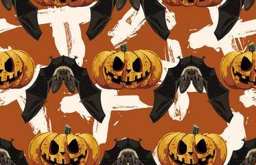 Wall Mural - Halloween seamless pattern. Digital design elements for Halloween. Perfect for decoration, wrapping papers, greeting cards, web page background and other print projects.