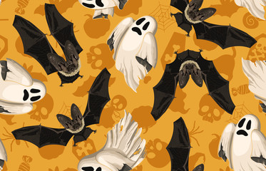 Wall Mural - Halloween seamless pattern. Digital design elements for Halloween. Perfect for decoration, wrapping papers, greeting cards, web page background and other print projects.