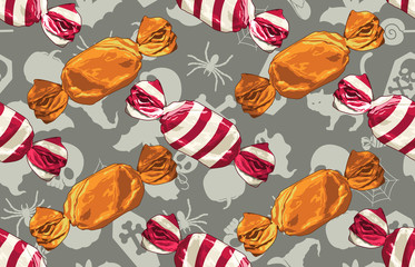 Wall Mural - Halloween seamless pattern. Digital design elements for Halloween. Perfect for decoration, wrapping papers, greeting cards, web page background and other print projects.
