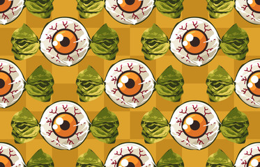 Wall Mural - Halloween seamless pattern. Digital design elements for Halloween. Perfect for decoration, wrapping papers, greeting cards, web page background and other print projects.