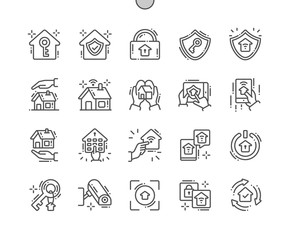 Poster - home security well-crafted pixel perfect vector thin line icons 30 2x grid for web graphics and apps