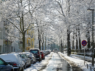 Wintry street in the city