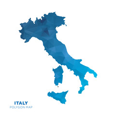Wall Mural - Map of Italy. Blue geometric polygon map.