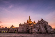 Sunset View Of Ananda Temple In Bagan Myanmar
