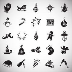 Poster - Christmas and new year icons on white background set