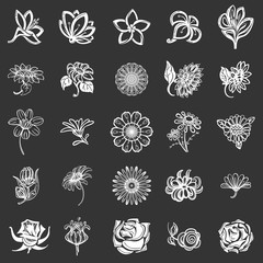 Poster - Flower icon set. Simple set of flower vector icons for web design isolated on gray background