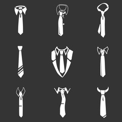 Poster - Tie icon set. Simple set of tie vector icons for web design isolated on gray background