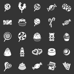 Poster - Sweet candy icon set. Simple set of sweet candy vector icons for web design on gray background