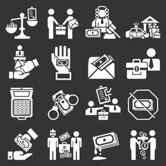Poster - Bribery icon set. Simple set of bribery vector icons for web design on gray background