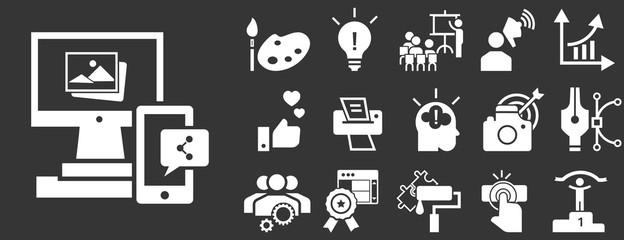 Wall Mural - brand icon set. simple set of brand vector icons for web design on gray background