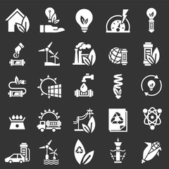 Poster - energy saving icon set. simple set of energy saving vector icons for web design on gray background