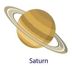 Poster - Saturn planet icon. Flat illustration of saturn planet vector icon isolated on white background