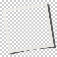 Wall Mural - Vector square photo frame placed on transparen background with soft shadow. Template photo paper mock-up.