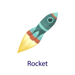 Poster - Rocket icon. Flat illustration of rocket vector icon isolated on white background