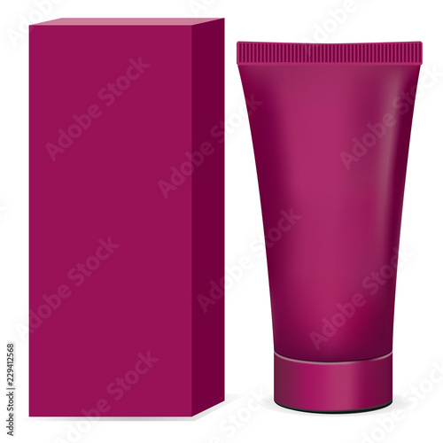 Fotografie, Obraz Cosmetics Cream Tube with packaging blank mockup isolated on white background