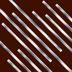 Diagonal metal stripes on a dark background. Polished texture, chrome, silver, steel, aluminum. Design concept. Vector illustration