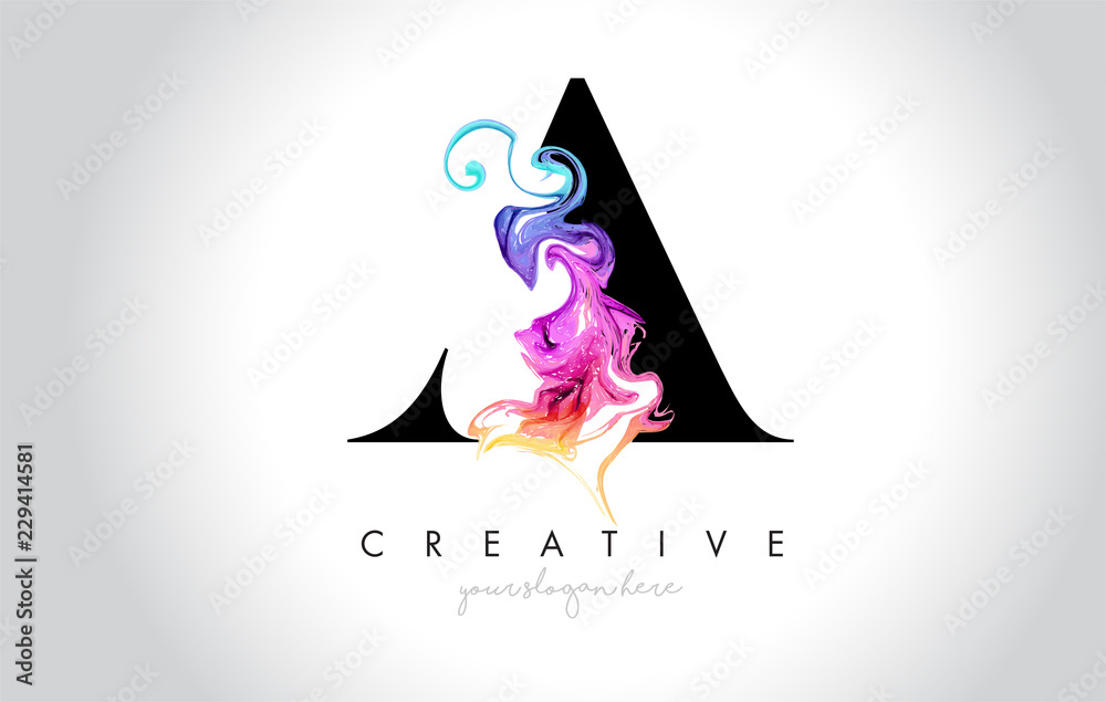 A Vibrant Creative Leter Logo Design with Colorful Smoke Ink Flowing ...