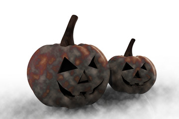 Two Halloween Pumpkins 3d rendering