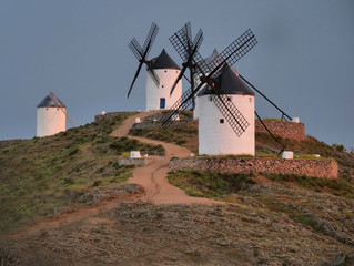 windmills at sunset