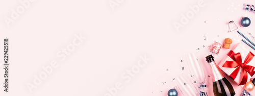 Christmas gift on pink background.
