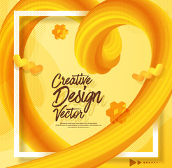 Wall Mural - Yellow liquid abstract poster design 3d style