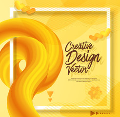 Wall Mural - Yellow liquid abstract poster design 3d style