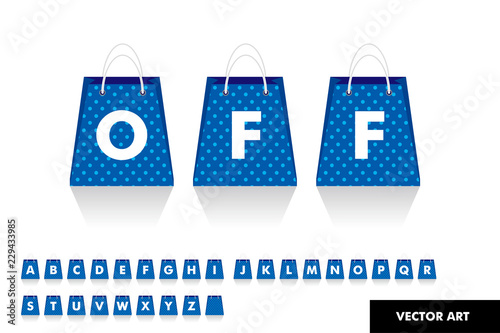 Shopping Bag Illustration ショッピングバッグのイラスト 手提げ袋 文字入り 販促用タイポグラフィ 青 ドット Vector De Stock Adobe Stock