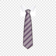 Poster - Striped tie icon. Realistic illustration of striped tie vector icon for web design on transparent background for web