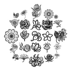 Poster - Flower icon set. Simple set of flower vector icons for web design isolated on white background