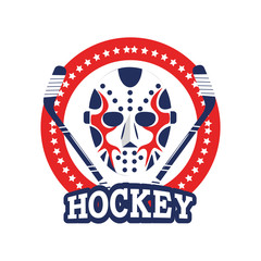 Canvas Print - circle sticker with hockey mask and sticks