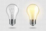 Transparent realistic light bulb, isolated.