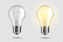 Transparent Realistic Light Bulb, Isolated.
