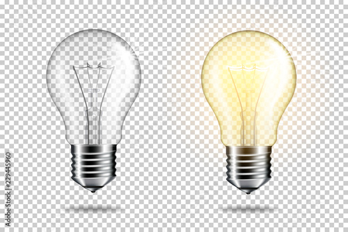 Cuadros en Lienzo Transparent realistic light bulb, isolated.