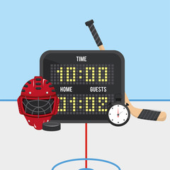 Poster - hockey time with points and helmet with chronometer