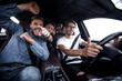 © ASDF - close up.happy friends talking in the car.
