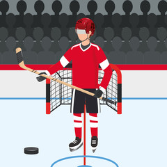 Poster - hockey player with professional uniform and puck