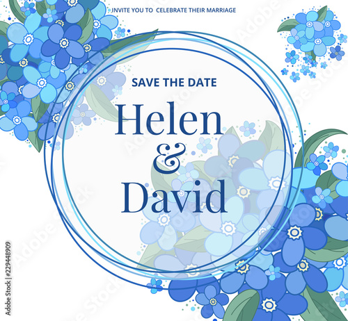 Save The Date Floral Wedding Felicitation Elegant Invite Set