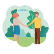 © Grgroup - couple holding hands with landscape avatar character