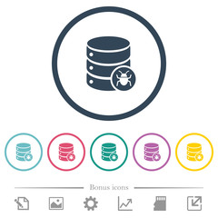 Poster - Database bug flat color icons in round outlines