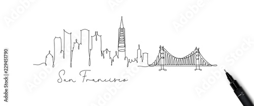 Pen line silhouette san francisco Wallpaper Mural