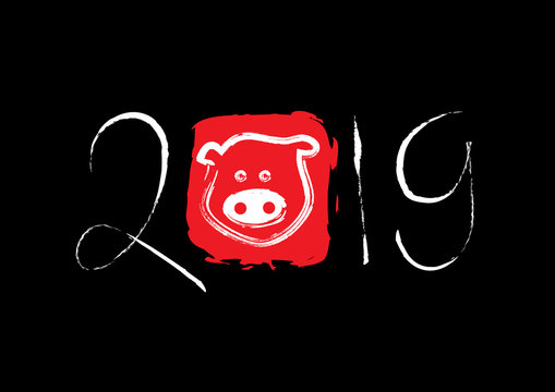 Hand lettering with 2019 number of new year