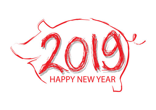 Hand lettering with 2019 number of new year