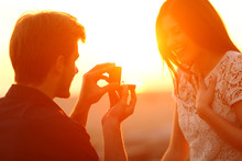 Successful Marriage Proposal At Sunset