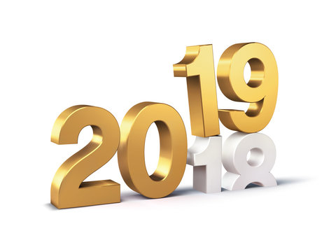 Gold 2019 New Year beginning symbol
