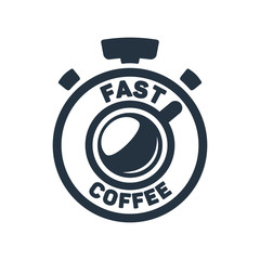 Wall Mural - Fast coffee, clock isolated icon on white background, 400 coffee set, logo and sign