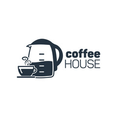 Wall Mural - Coffee house round isolated icon on white background, 400 coffee set, company name, banner