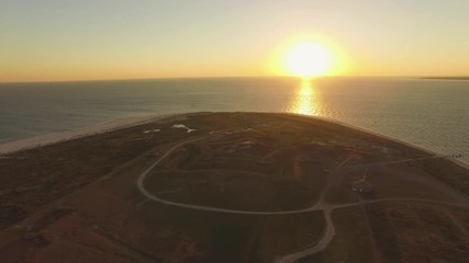 Sticker - 4k aerial drone sunset over Civil War Fort Morgan.  Gulf Shores, Alabama