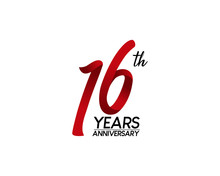 16 Anniversary Logo Vector Red Ribbon
